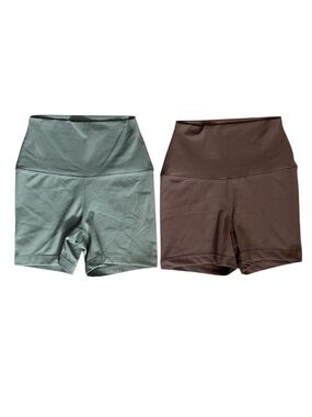 Reflex Active Body Sculpting Shorts 2 Pack Green and Brown XS